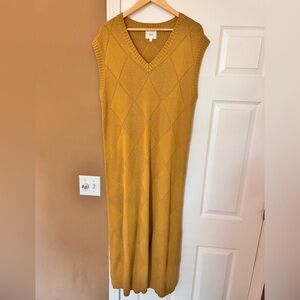 Roolee ✨ Gorgeous Mustard Argyle Sweater Knit Dress